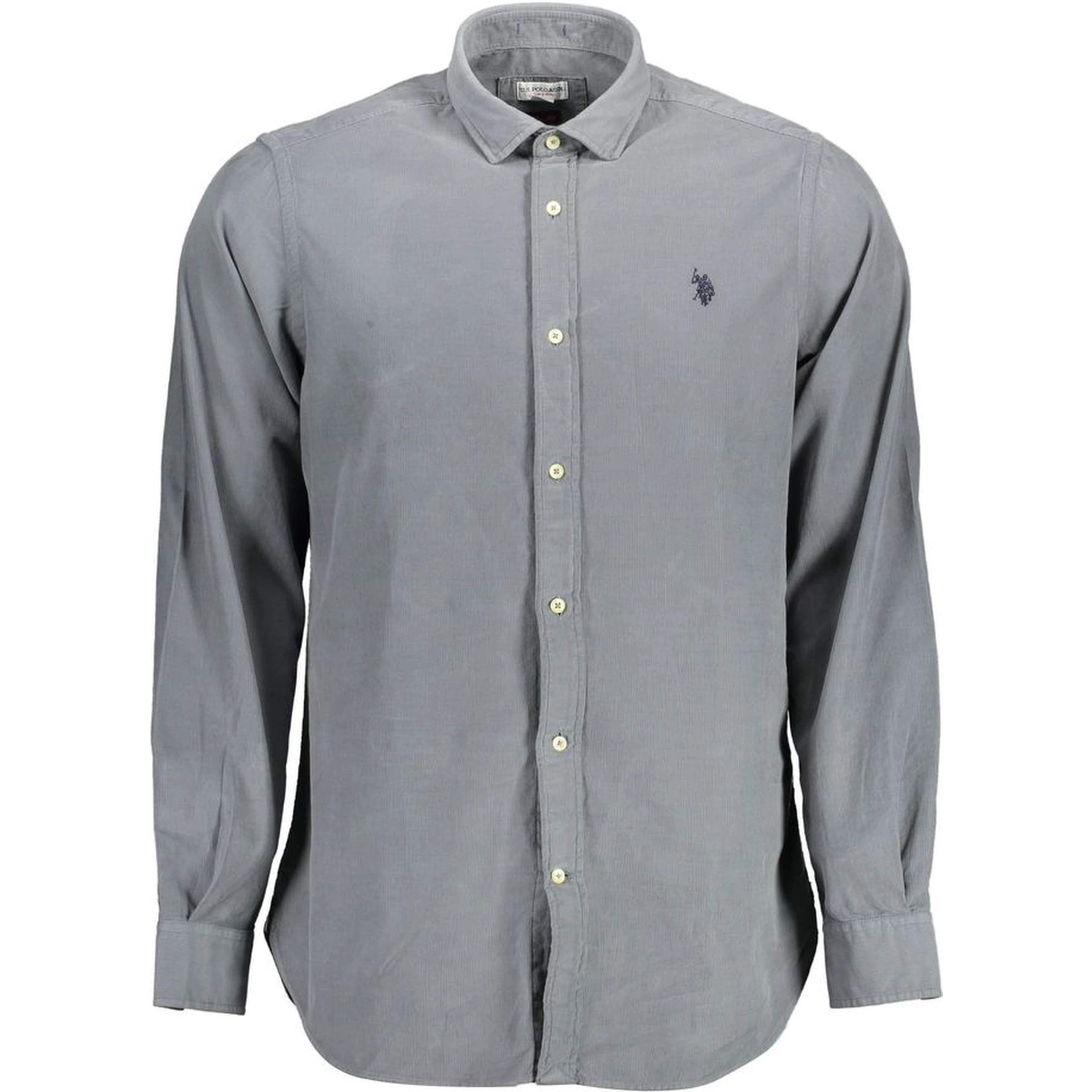 Long-sleeve cotton men's shirt in a grey color