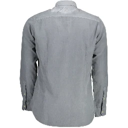 Long-sleeve cotton men's shirt in a grey color