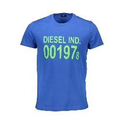 Blue Cotton Men T-Shirt