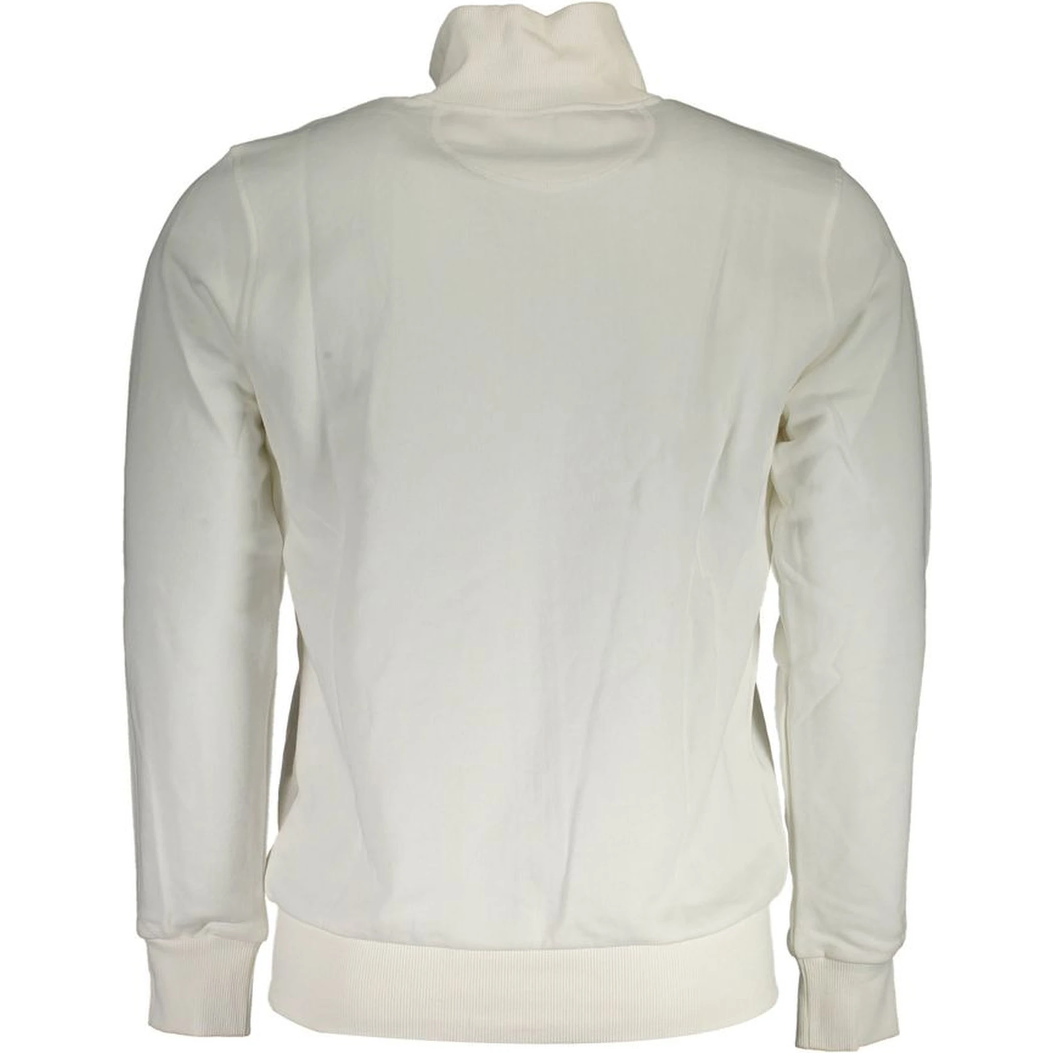 White Cotton Men Sweater With Zip and Pockets