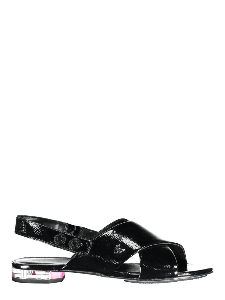 Black Leather Women Sandal