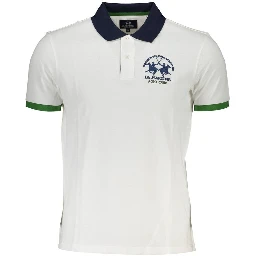 White Cotton Men Polo Shirt