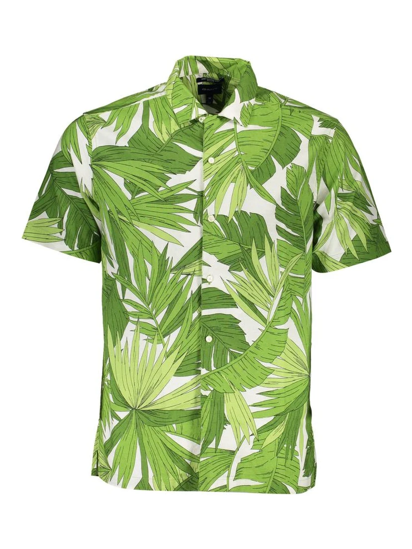 Green Cotton Men Shirt