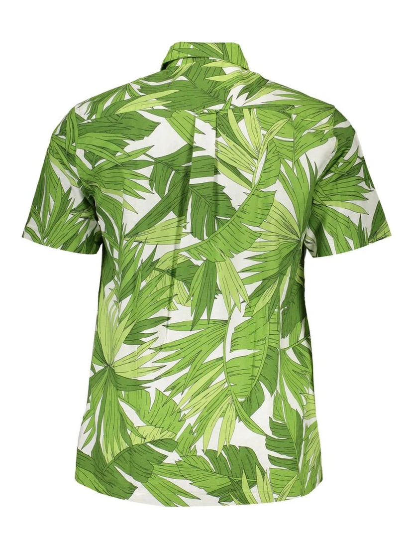 Green Cotton Men Shirt