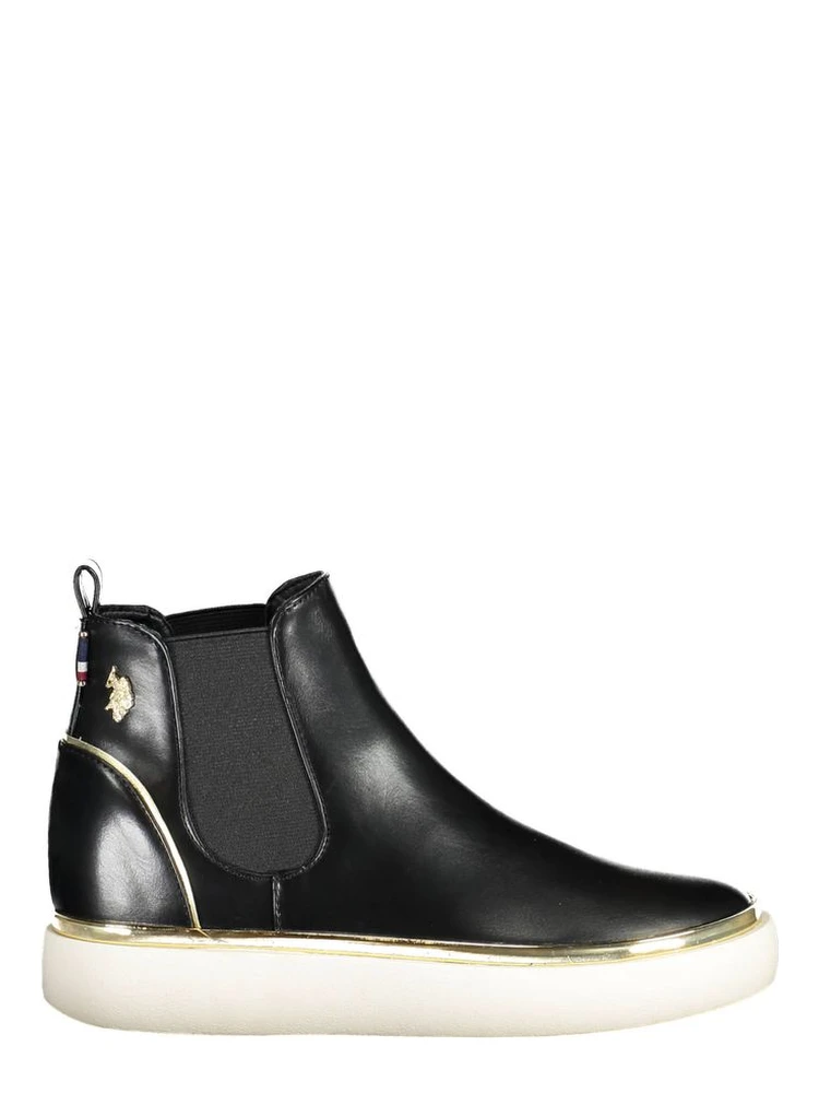 Black polyester women's ankle boot