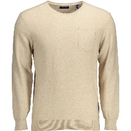 Beige Cotton Men Sweater