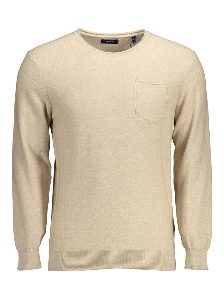 Beige Cotton Men Sweater