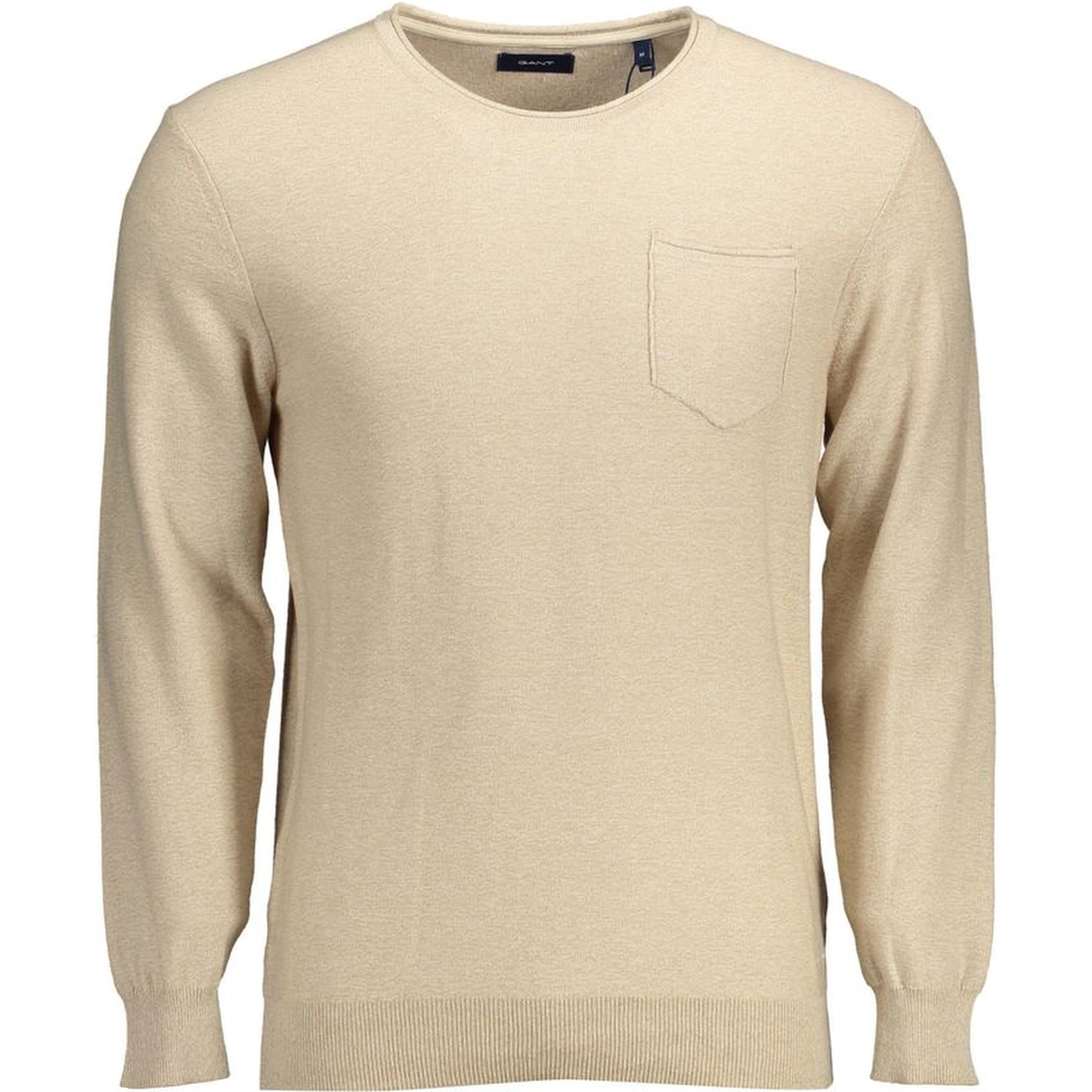 Beige Cotton Men Sweater
