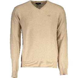 Beige Wool Men Sweater
