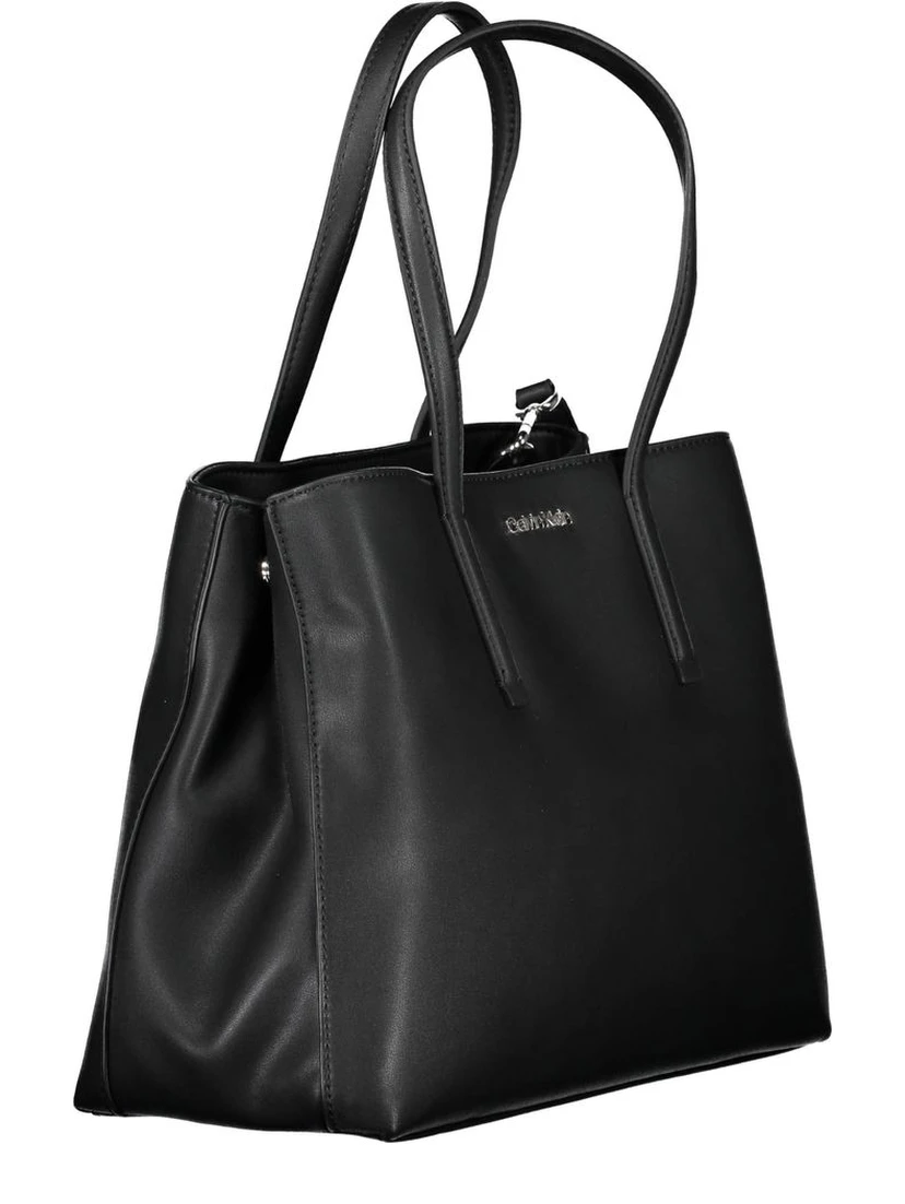 Black Polyester Women Handbag