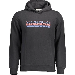 Black Cotton Men Hoodie