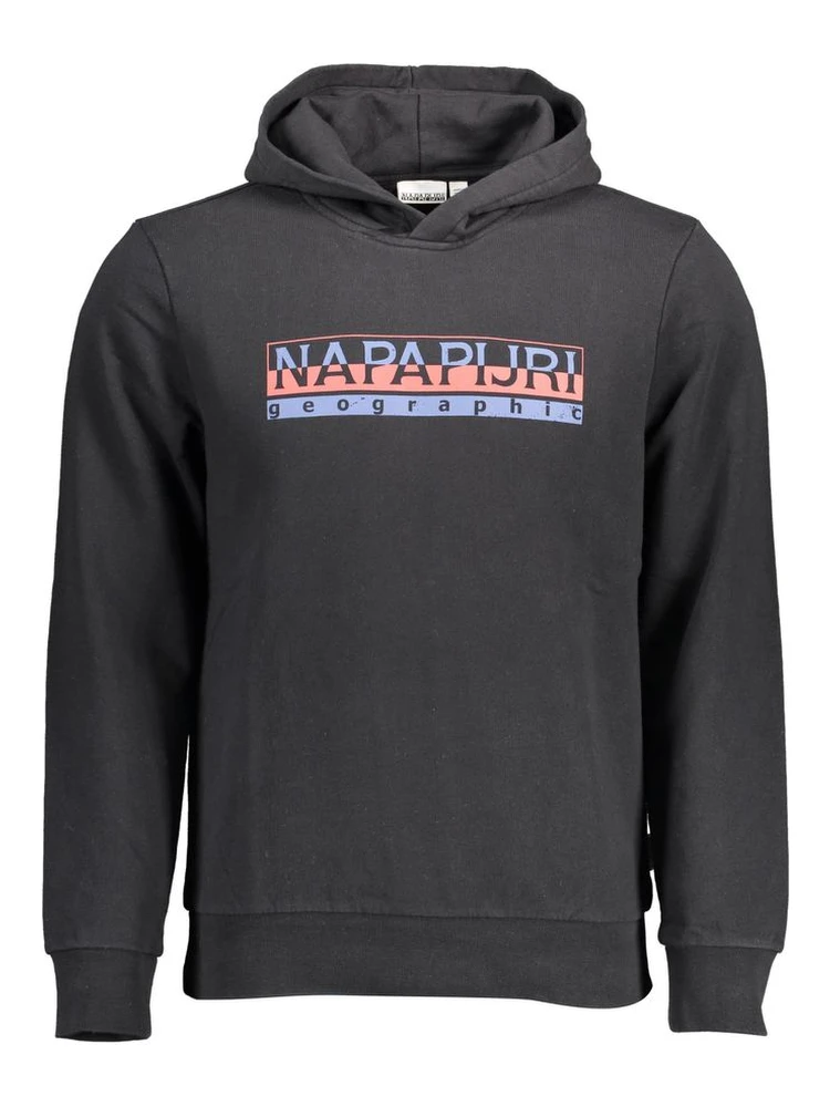 Black Cotton Men Hoodie