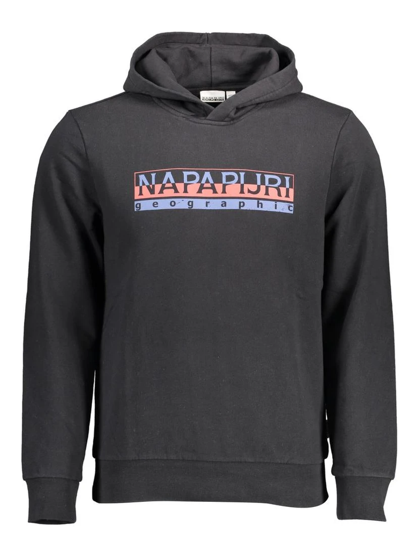 Black Cotton Men Hoodie