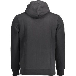 Black Cotton Men Hoodie
