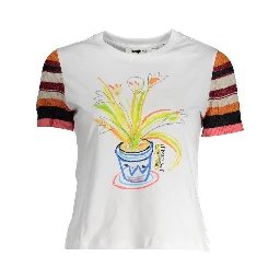 White Cotton Women T-Shirt