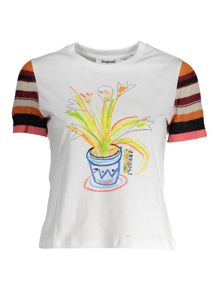 White Cotton Women T-Shirt