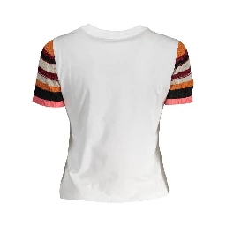 White Cotton Women T-Shirt