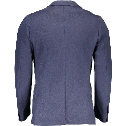 Blue Cotton Men Jacket