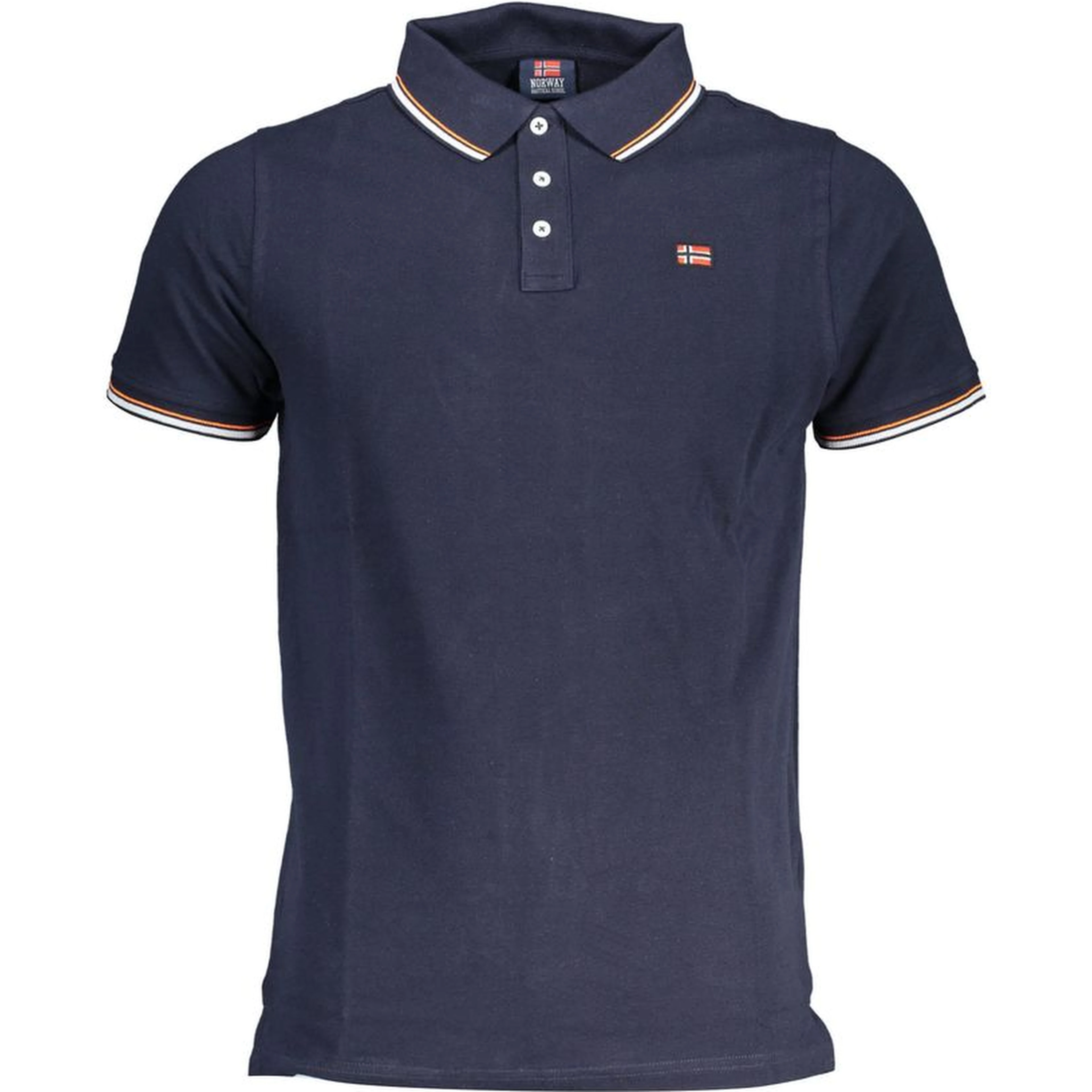 Blue Cotton Men Polo Shirt