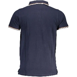 Blue Cotton Men Polo Shirt