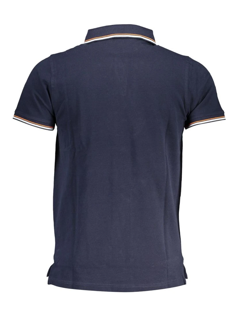 Blue Cotton Men Polo Shirt