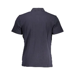Blue Cotton Men Polo Shirt