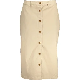 Beige Cotton Women Skirt