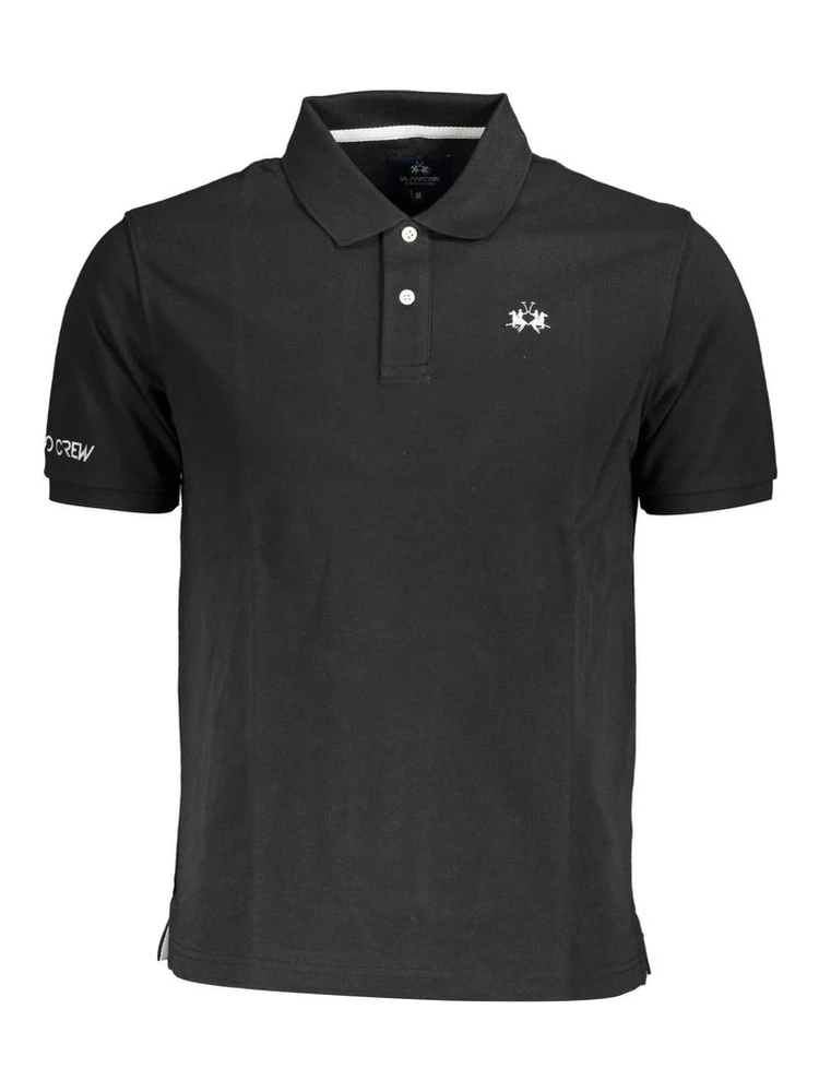 Black Cotton Men Polo Shirt