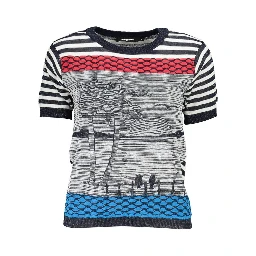 Blue Cotton Women Sweater