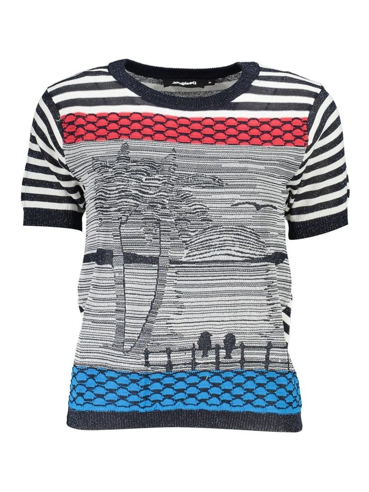 Blue Cotton Women Sweater