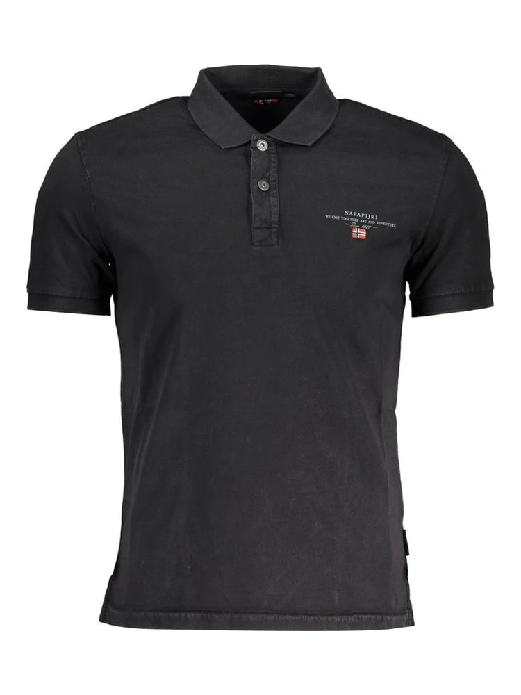 Black Cotton Men Polo Shirt