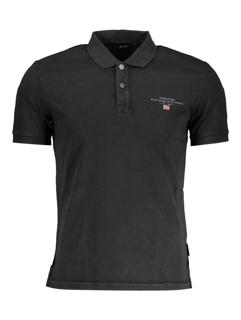 Black Cotton Men Polo Shirt