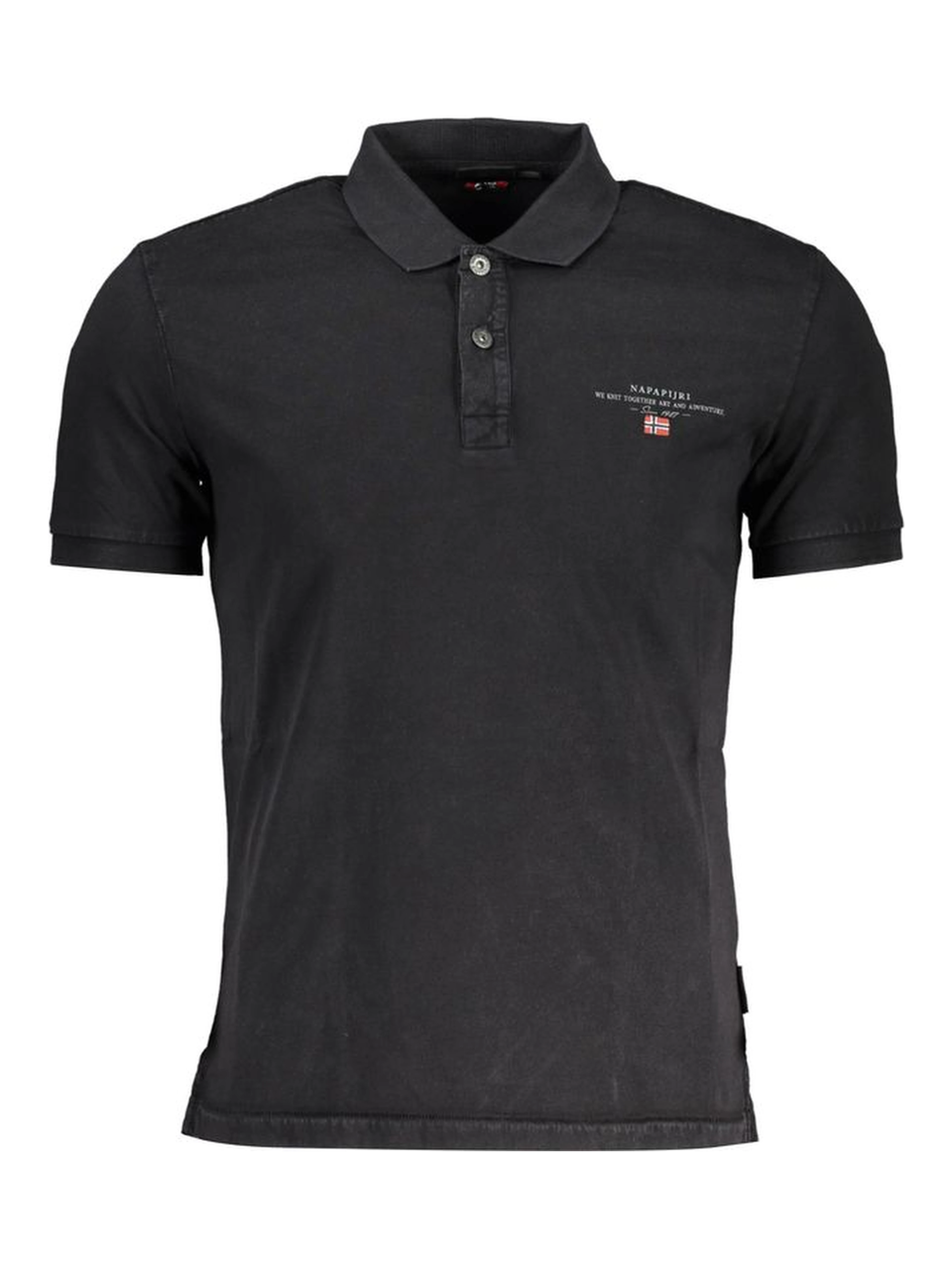 Black Cotton Men Polo Shirt