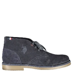 Blue Leather Mens Ankle Boot