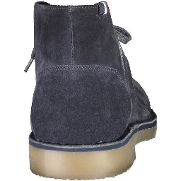Blue Leather Mens Ankle Boot