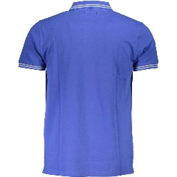 Blue Cotton Men Polo Shirt