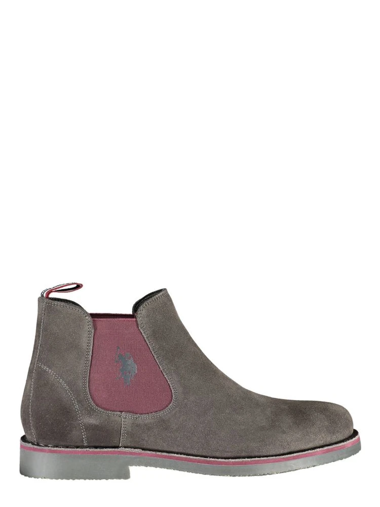 Gray Leather Mens Ankle Boot