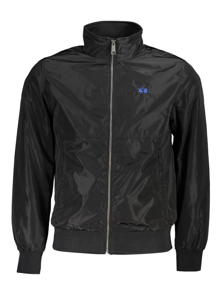 Black Polyester Men Jacket