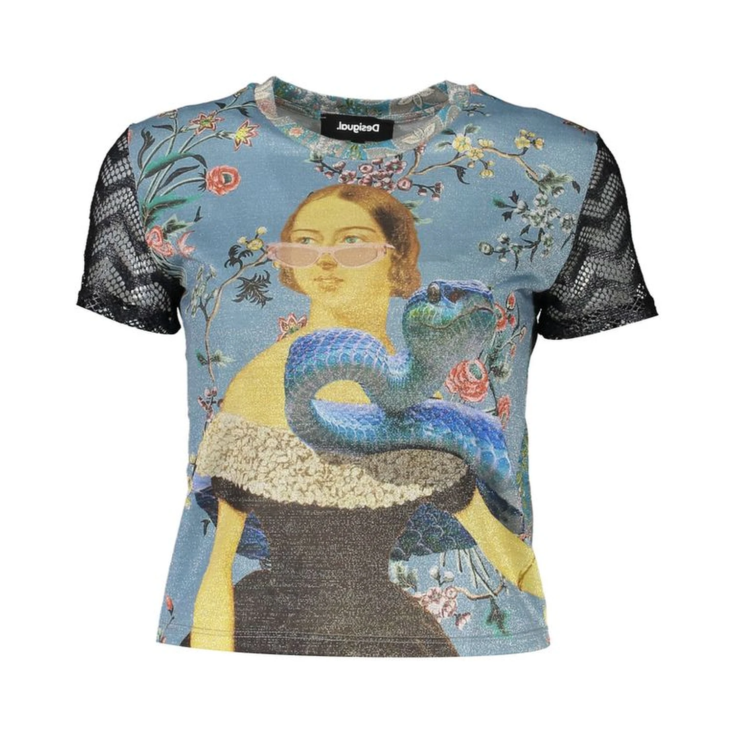 Blue Polyester Women T-Shirt