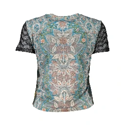 Blue Polyester Women T-Shirt