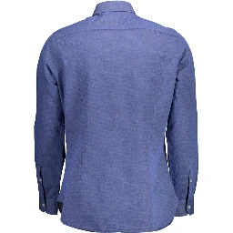 Blue Cotton Men Shirt