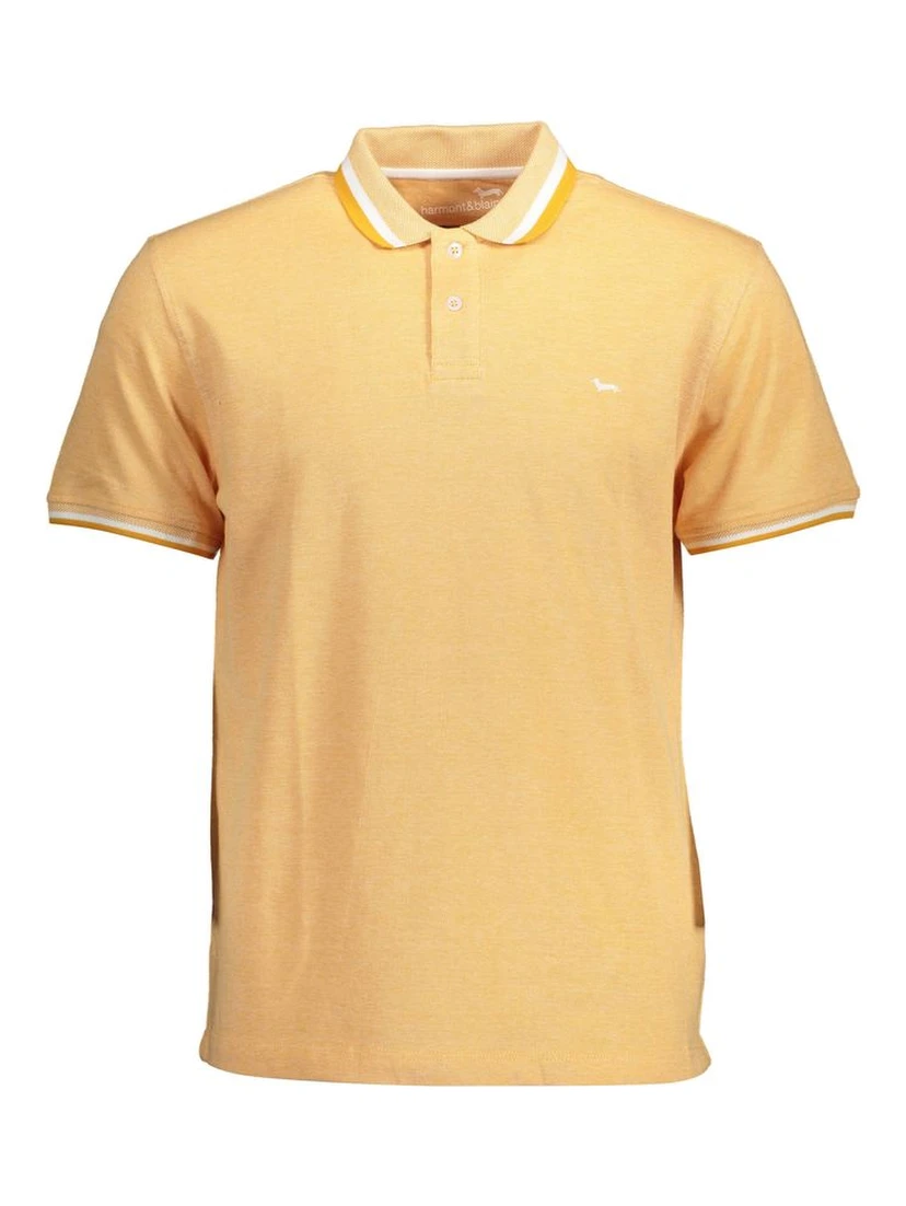 Orange Cotton Men Polo Shirt