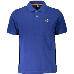 Blue Cotton Men Polo Shirt