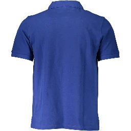 Blue Cotton Men Polo Shirt