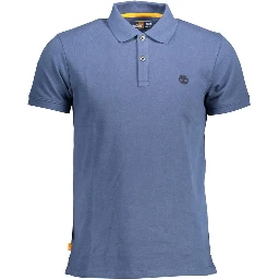 Blue Cotton Men Polo Shirt