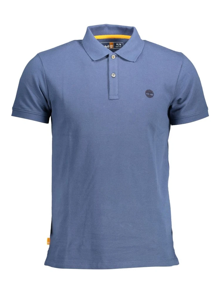 Blue Cotton Men Polo Shirt