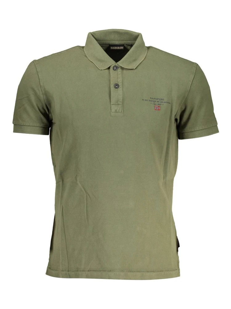 Green Cotton Men Polo Shirt