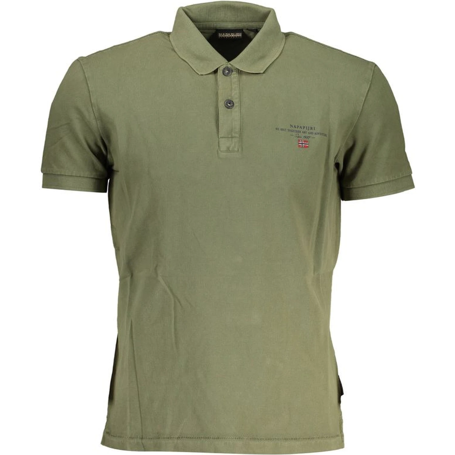 Green Cotton Men Polo Shirt
