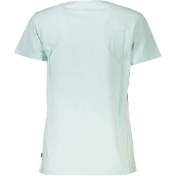 Blue Cotton Women T-Shirt