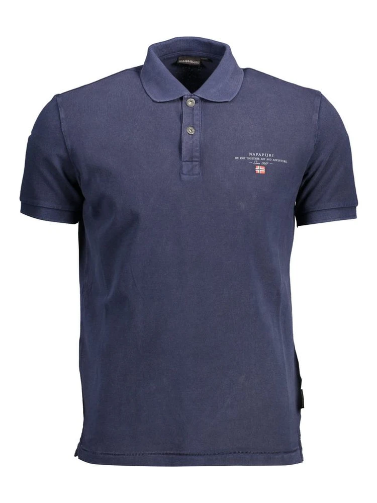 Blue Cotton Men Polo Shirt